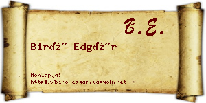Biró Edgár névjegykártya
